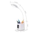 Simplecom LED Desk Lamp w/ Pen Holder & Digital Clock - White 3