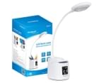 Simplecom LED Desk Lamp w/ Pen Holder & Digital Clock - White 4