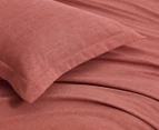 CleverPolly Linen Look Quilt Cover Set - Rust