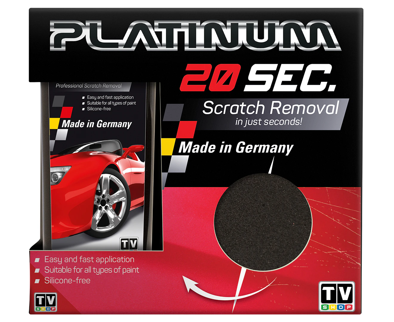 TV Shop 20 Second DIY All Type Car/Vehicle Scratch Removal w/Sponge Silicon Free