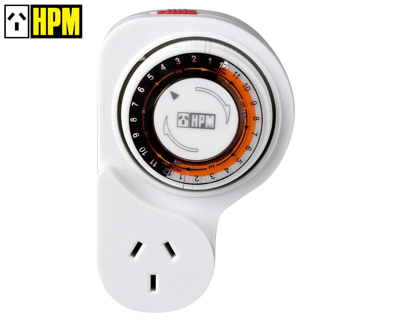 HPM D809/1DP  24 Hour Analogue Timer -  Electrical Timer  Unique Shape Leaves Adjacent Outlet Free  24 HOUR ANALOGUE TIMER -