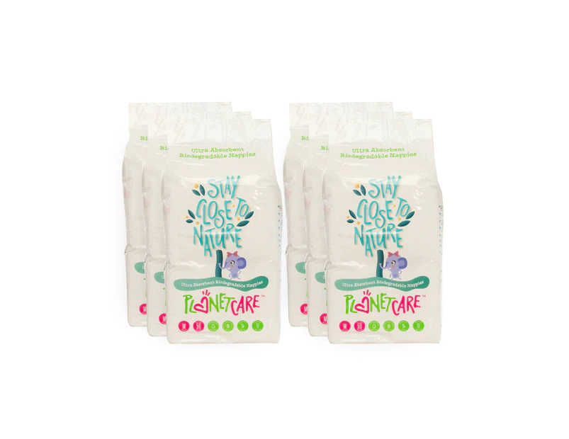 PlanetCare Eco-friendly Nappies - Medium Size Crawler - Size 3: 6-11kg. 6 bags of 50 (300 nappies)