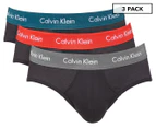 Calvin Klein Cotton Stretch Hip Briefs 3-Pack - Black Red/Black Grey/Black Blue