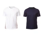 Tipsy Koala 2 Set Men's Solid White and Navy Round Neck Cotton T Shirt
