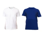 Tipsy Koala 2 Set Men's Solid White and Indigo Round Neck Cotton T Shirt
