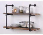 IHOMDEC 2 Tier Vintage Industrial Pipe Wall Shelf Retro Brown