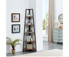 IHOMDEC 5 Tier A-Shaped Industrial Corner Shelves Bookcase Retro Brown