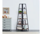 IHOMDEC 5 Tier A-Shaped Industrial Corner Shelves Bookcase Retro Brown