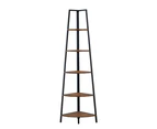 IHOMDEC 5 Tier A-Shaped Industrial Corner Shelves Bookcase Retro Brown