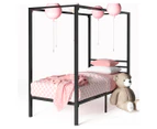 Zinus Patricia Single Bed Frame For Kids and Toddler Black Canopy Four Poster Platform Base