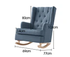 Levede Rocking Chair Chairs Armchair Nursery Fabric Lounge Feeding Rocker Blue - Blue