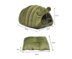 Cat House Bed Pet Dog Beds Bedding Large Igloo Castle Round Nest Cave Green M