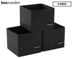 Boxsweden 14x14cm Kloset Square Storage Cube 3-Pack - Black