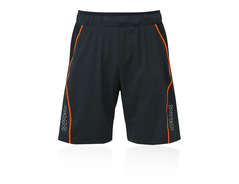 OMM Mens Pace Shorts Pants Trousers Bottoms Black Orange Sports Running