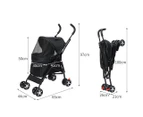 Pet Stroller Dog Cat Pram Foldable Carrier 4 Wheels Large Travel Pushchair Black