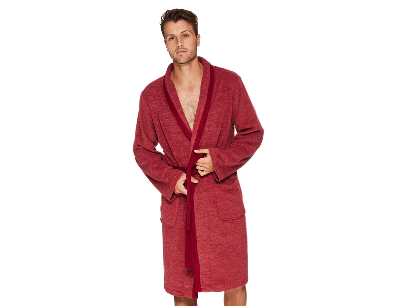 Isotoner Men's Plush Robe - Maroon