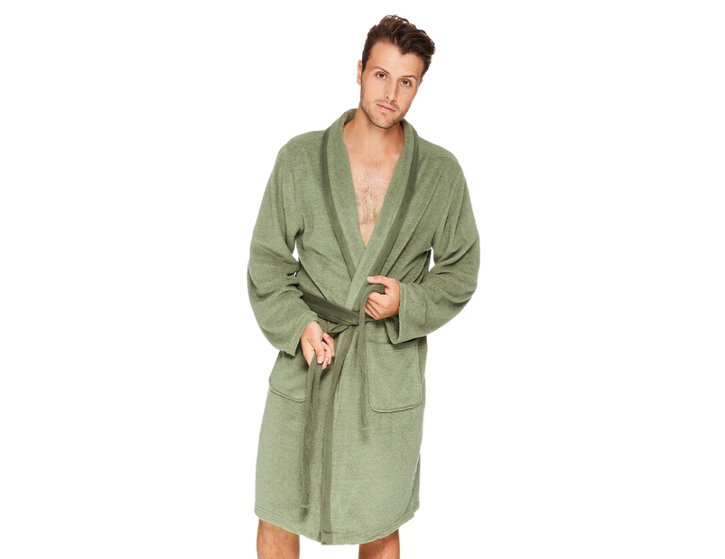 Isotoner Men's Plush Robe - Green