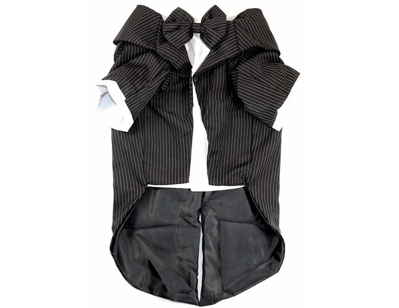 Dog Pet Tuxedo Costume Wedding Suit Black Bow Tie collared shirt