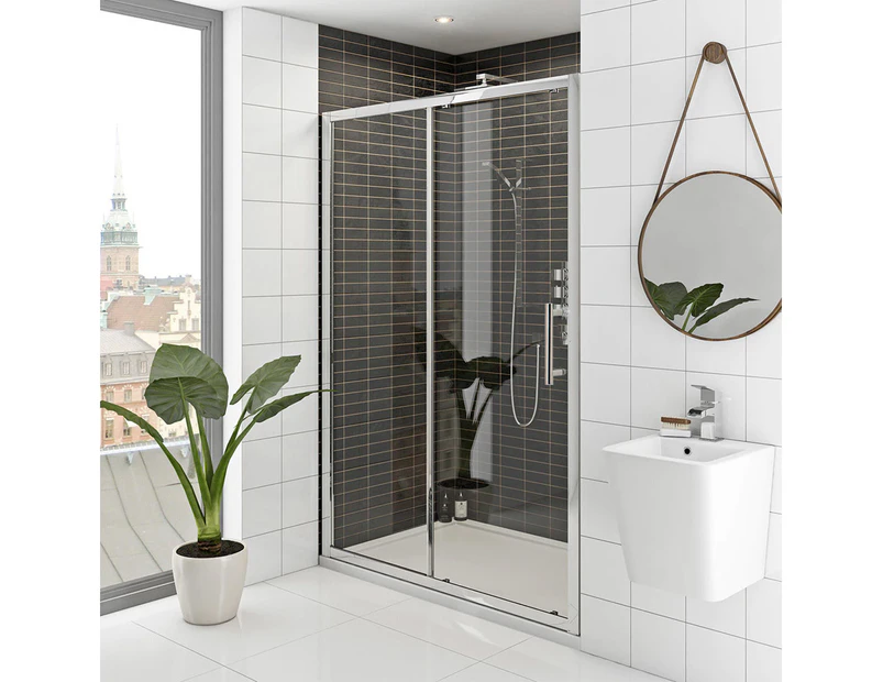 ELEGATN Framed Shower Screen Wall to Wall Sliding Door,Tempered Glass,Easy to Clean,1600mm