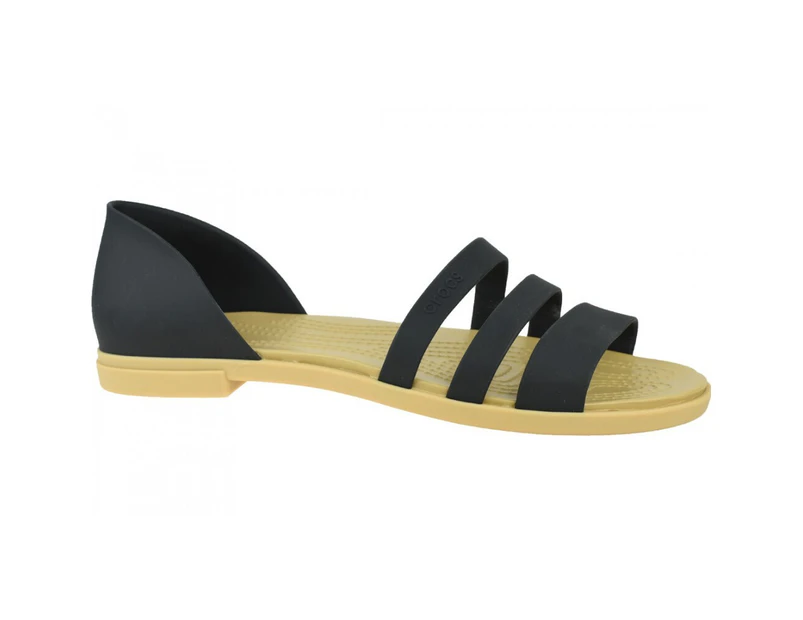 Crocs Women's Tulum Open Flat Ladies Shoes Sandals Slip-on - Black/Tan