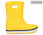 Crocs Girls' Crocband Rainboots - Yellow/Navy