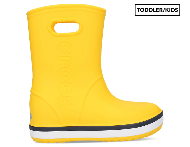 Crocs Girls' Crocband Rainboots - Yellow/Navy