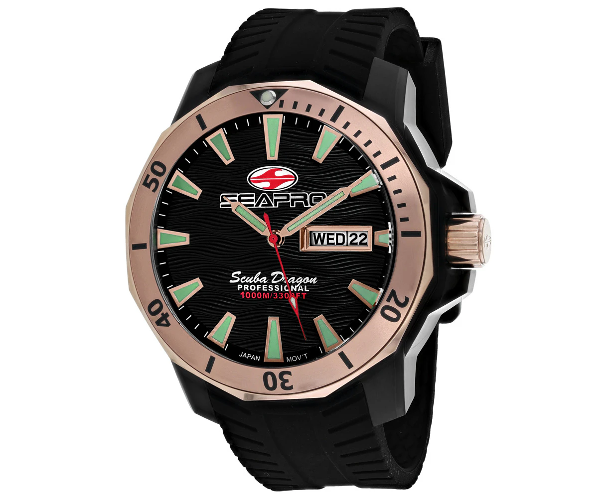 Seapro Men's Scuba Dragon Diver Limited Edition 1000 Meters Black Dial Watch - SP8323