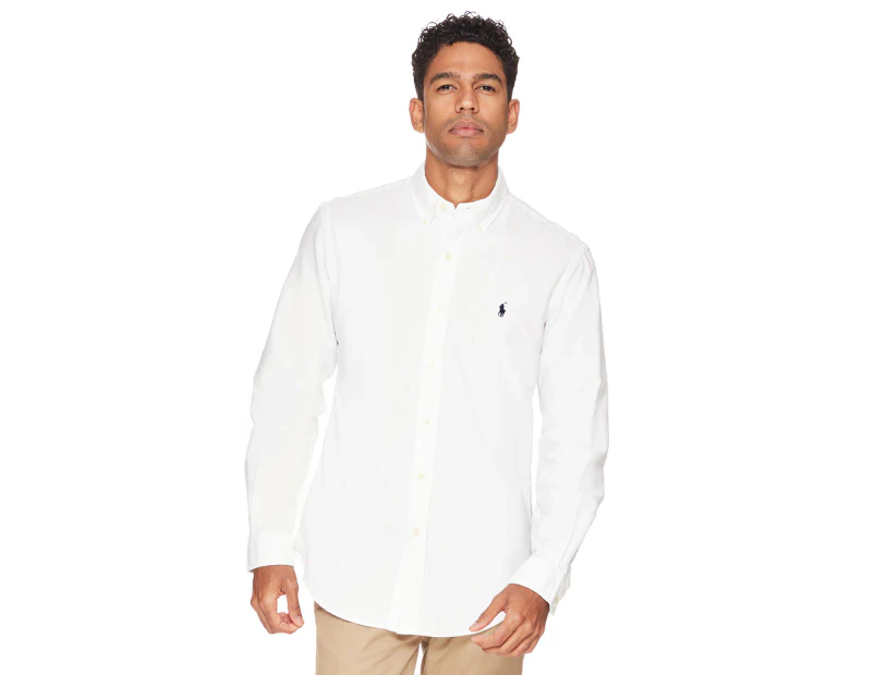 Polo Ralph Lauren Men's Long Sleeve Core Fit Button Down Sport Shirt - White