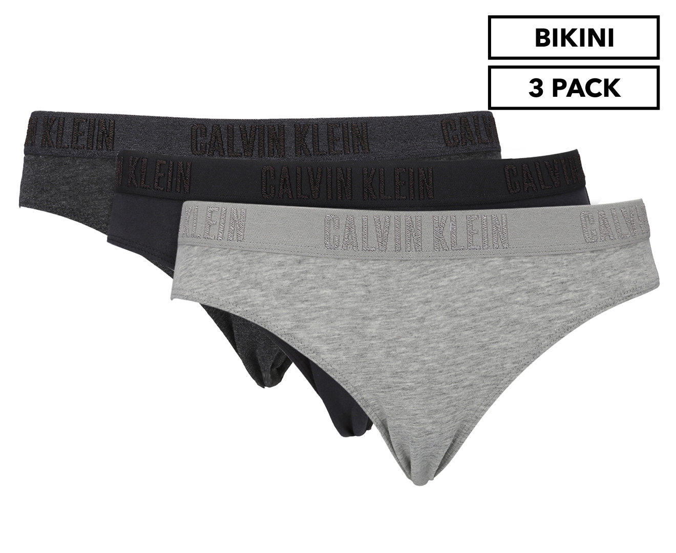 Calvin Klein Women's Cheeky Monochrome Bikini Briefs 3-Pack - Black ...