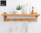 West Avenue Wall-Mounted Coat Rack & Shelf - Natural/Silver