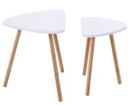 Set of 2 West Avenue Triangle Side Tables - White/Natural