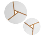Set of 2 West Avenue Round Inlaid Side Tables - White/Natural