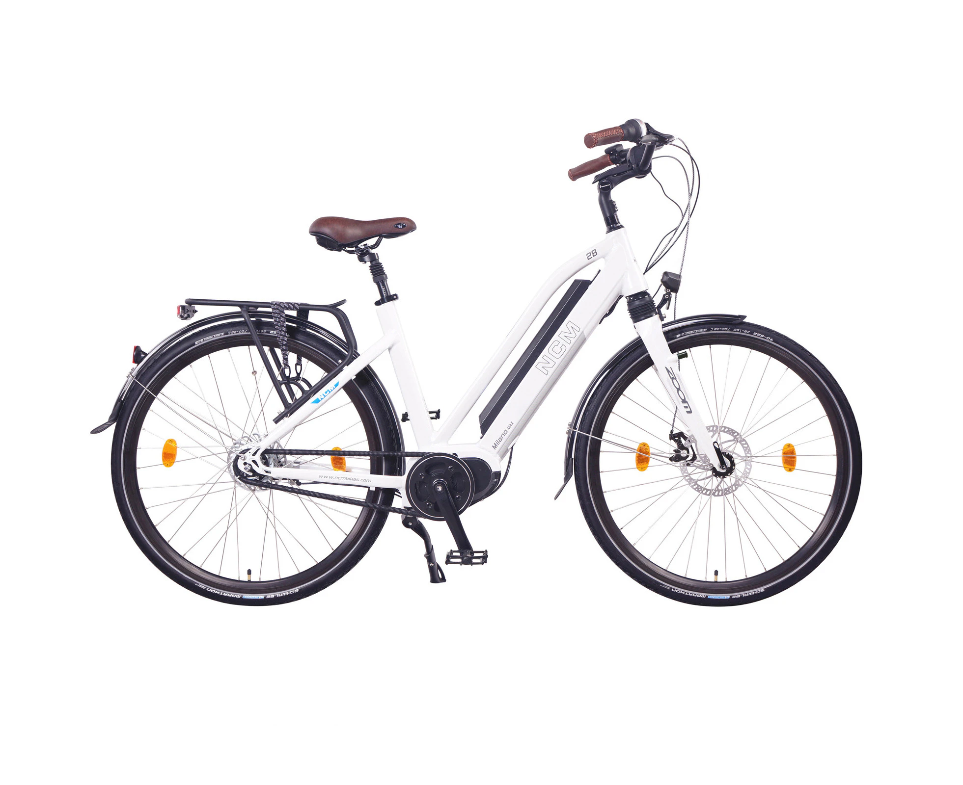 NCM Milano Max N8R Trekking E-Bike, City-Bike, 250W, 36V 16Ah 576Wh Battery - White