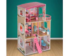 Large Wooden Girls Doll House 3 Level Kids Pretend Play Toys Furniture Dollhouse