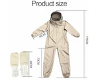 Large 160-170cm Full Beekeeping Suit Bee Suit Heavy Duty with Leather Ventilated Keeping Gloves