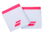 Babolat Logo Wristband 2 Pack Apparel - White/Strike Pink