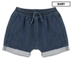 Bonds Baby Terry Denim Shorts - Blue Chambray