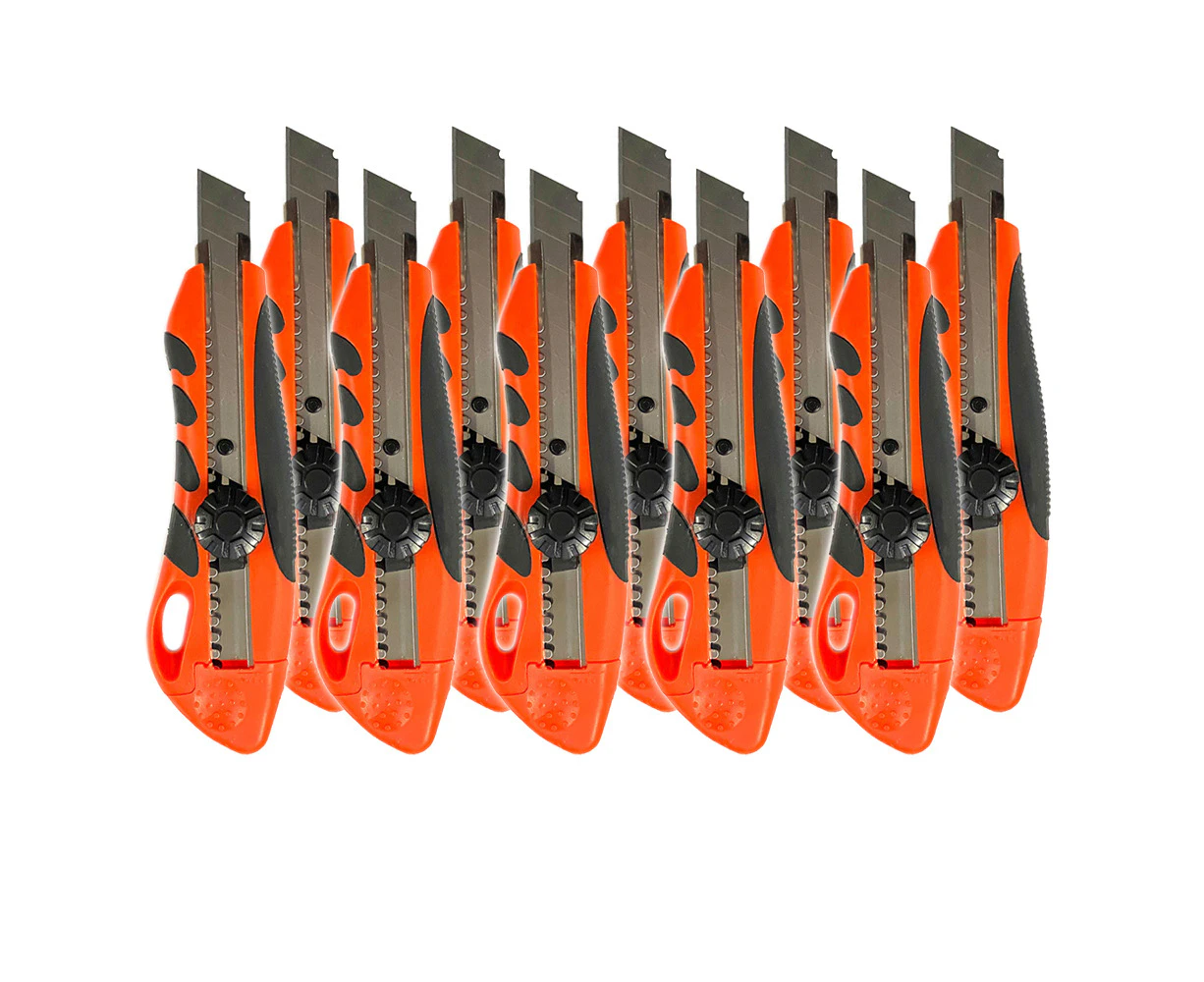 10x Retractable 18mm Snap Off Blade Cutter/Trimmer Utility Knife Tool - Orange