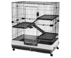 Paws & Claws Large 4-Tier Pet Cage On Wheels - Black/White/Grey