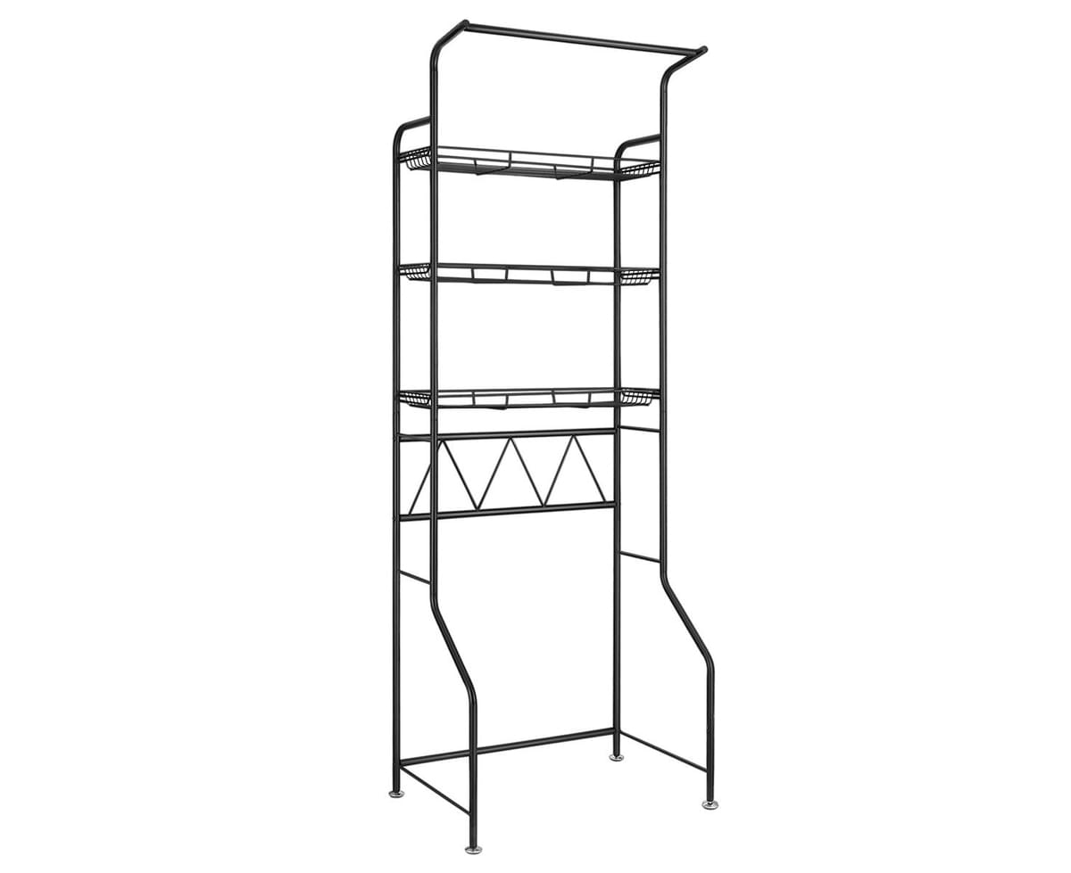 Zzmop 3 Layer Over Washing Machine Storage Rack,Utility Stainless Steel Bathroom Shelf with Hooks,Adjustable Organizer Stand,for Laundry Room,Toilet. 