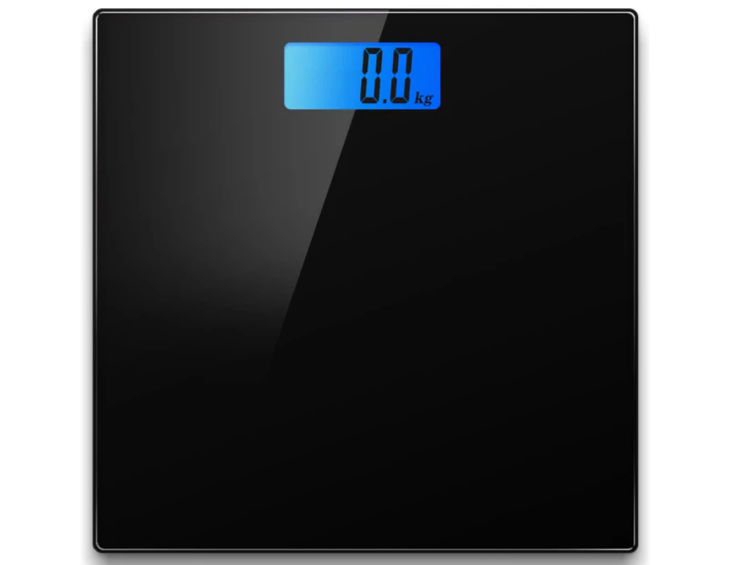 Electronic Digital Backlit Glass Body Bathroom Scale 180KG scales Gym Weight black