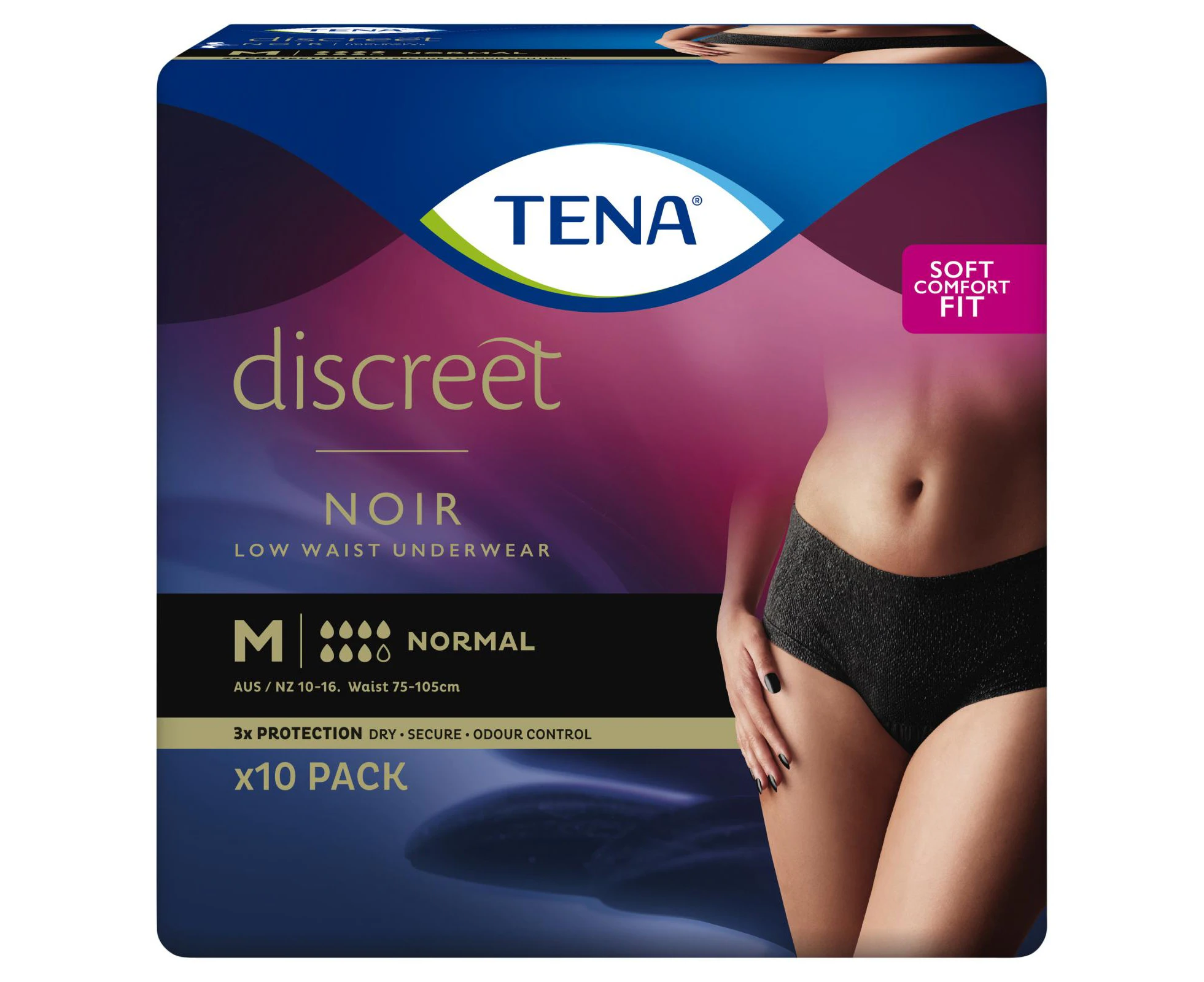 Tena Pants Womens Discreet Black Medium 10 Pack