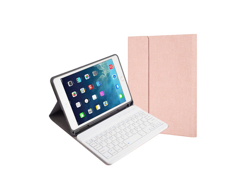 Ymall Keyboard Case With Pencil Holder&Magnetic Detachable Bluetooth Smart Cover For iPad 9.7/10.2/10.5-Rose Gold