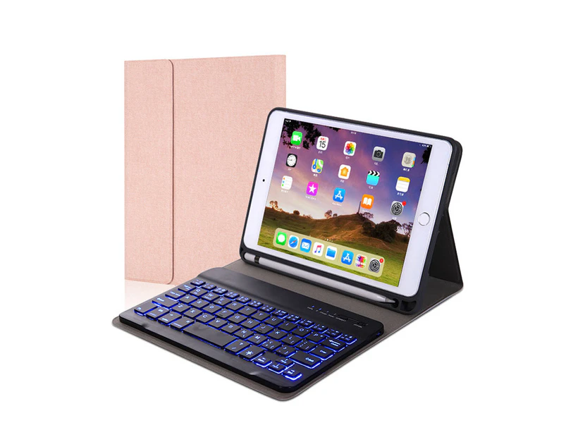 Ymall Keyboard Case With Pencil Holder&7 Colors Backlit Detachable Bluetooth Smart Case For iPad Mini4/5 RK405D-Rose Gold