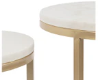 Set of 2 Cooper & Co. Round Marble Coffee Nesting Tables - Champagne/White