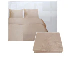 Tuberose Satin Embroidery Quilt Cover Set - Latte