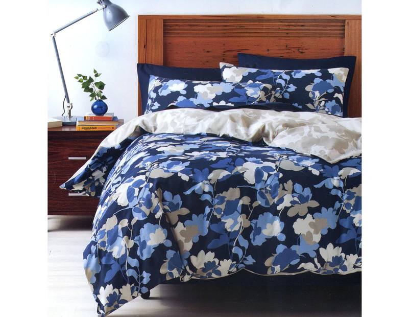 Deco Sisley Floral Quilt Doona Duvet Cover Set Blue Queen