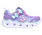 Skechers Toddler Girls' S Lights Heart Lights Untamed Heart Sportstyle Shoes - Lavender/Aqua