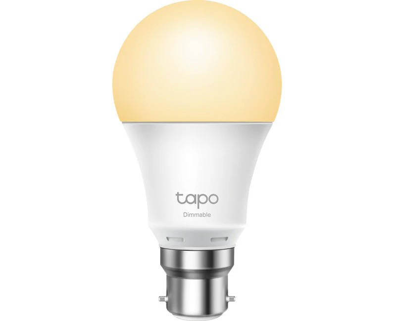 TP-Link Tapo Dimmable Smart Light Bulb L510B Bayonet Fitting Dimmable, No Hub Required, Voice Control, Schedule & Timer 2700K 8.7W 2.4 GHz 802.11b/g/n