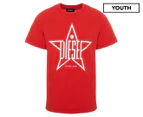 Diesel Youth Boys' Print Tee / T-Shirt / Tshirt - Red Blood